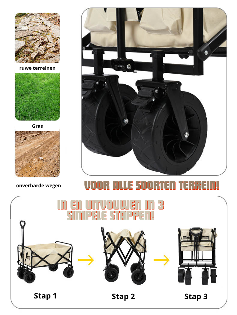 Opvouwbare bolderkar ZoSa™ 75KG 76x49cm