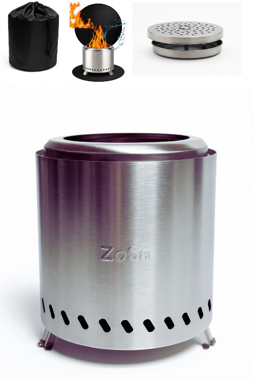 ZoSa™ Smokeless FirePit - Medium - Rookloze Vuurkorf - Ø22cm - Nu Inclusief Ø28cm Brandwerende mat!